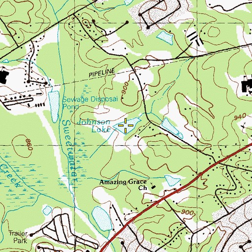 Topographic Map of Johnson Lake, GA