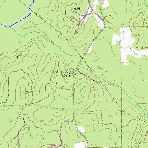 Topographic Map of Johnston Cemetery, GA