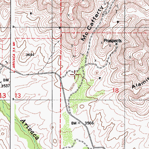 Topographic Map of McCafferty Canyon, AZ
