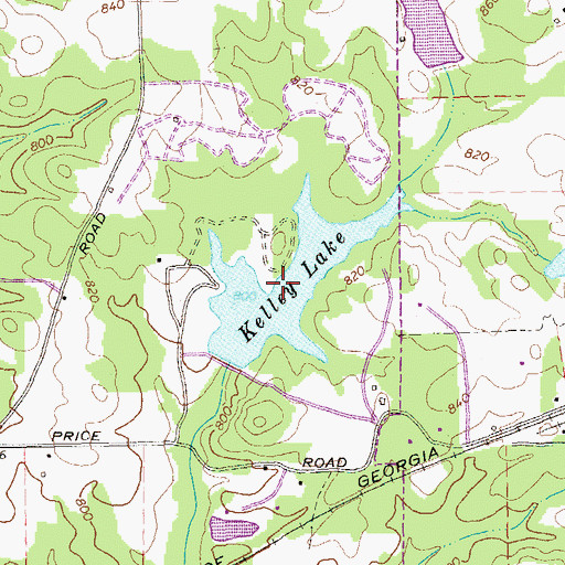 Topographic Map of Kelley Lake, GA