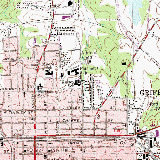 Topographic Map of Kelsey School, GA