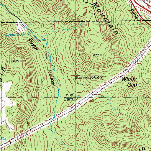 Topographic Map of Kennedy Cemetery, GA