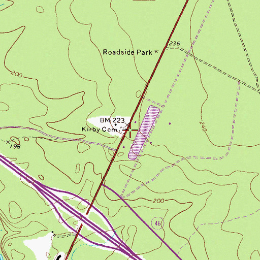 Topographic Map of Kirby Cemetery, GA