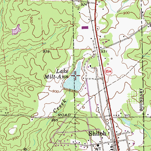 Topographic Map of Lake Milt-Ann, GA