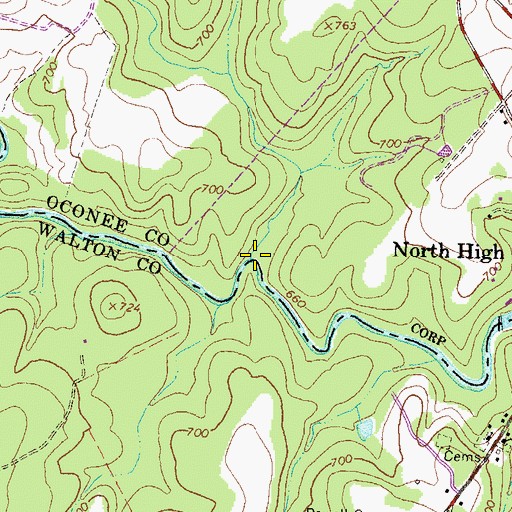 Topographic Map of Lane Creek, GA