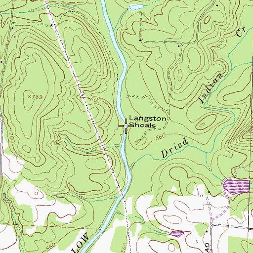 Topographic Map of Langston Shoals, GA