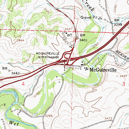 Topographic Map of McGuireville, AZ