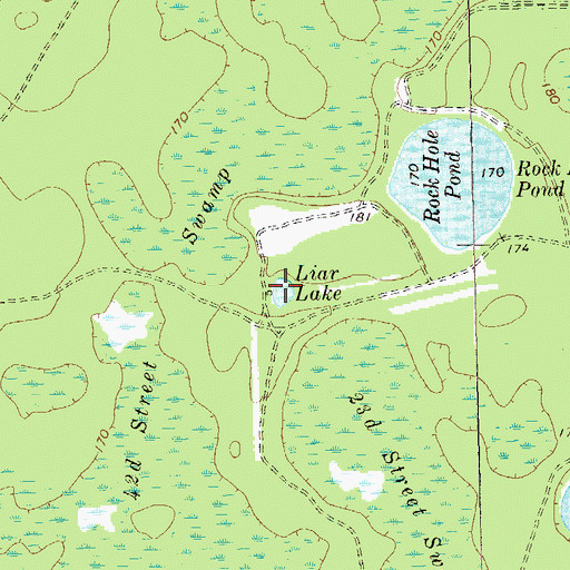 Topographic Map of Liar Lake, GA