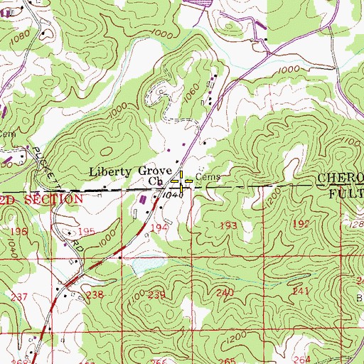 Topographic Map of Liberty Grove Church, GA