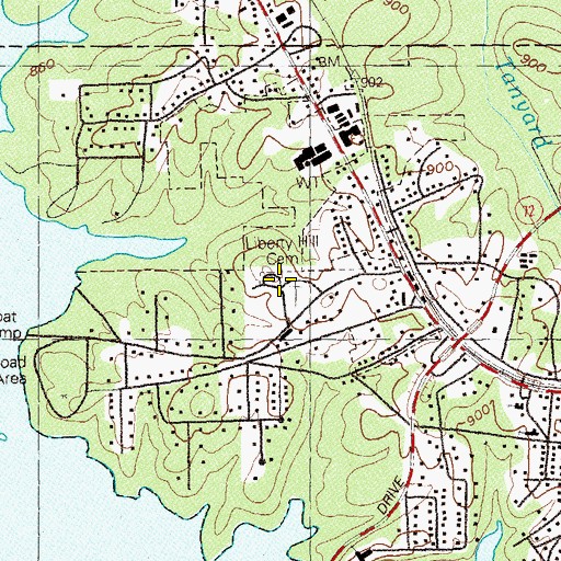Topographic Map of Liberty Hill Cemetery, GA