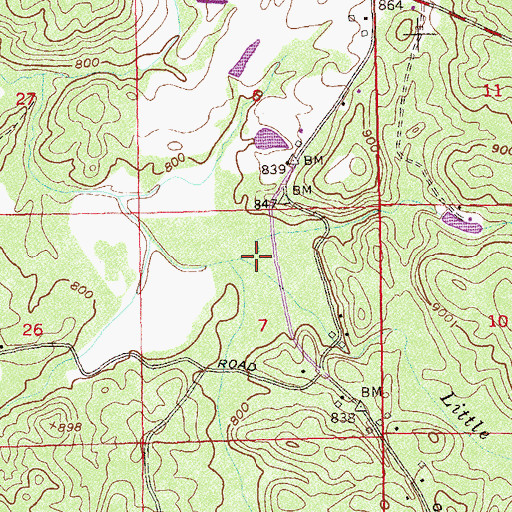 Topographic Map of Little Bear Creek, GA