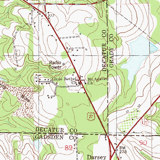 Topographic Map of Little Bethel Church, GA