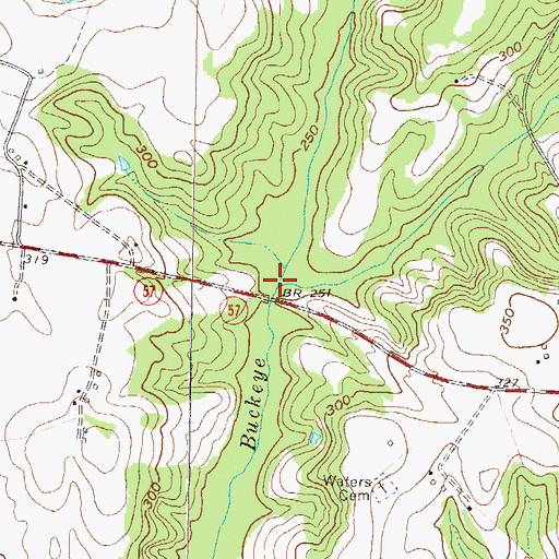 Topographic Map of Little Buckeye Creek, GA