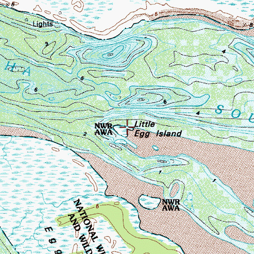 Topographic Map of Little Egg Island, GA