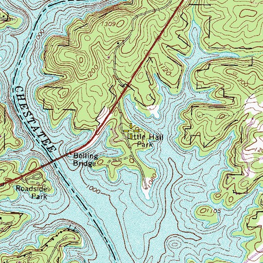 Topographic Map of Little Hall Park, GA