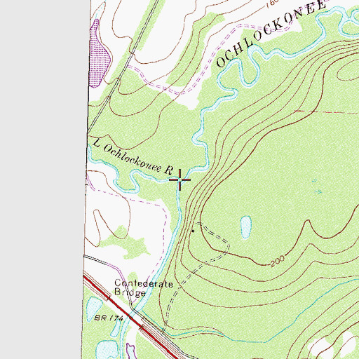 Topographic Map of Little Ochlockonee River, GA