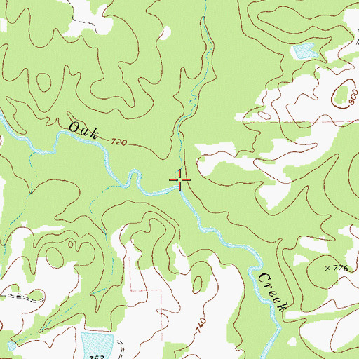 Topographic Map of Little White Oak Creek, GA
