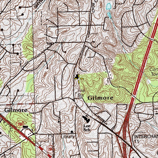 Topographic Map of Locust Grove Church, GA