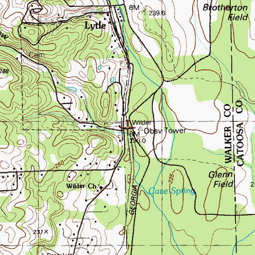 Topographic Map of Long Hollow, GA