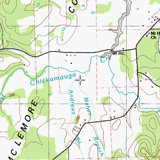 Topographic Map of Mahan Branch, GA