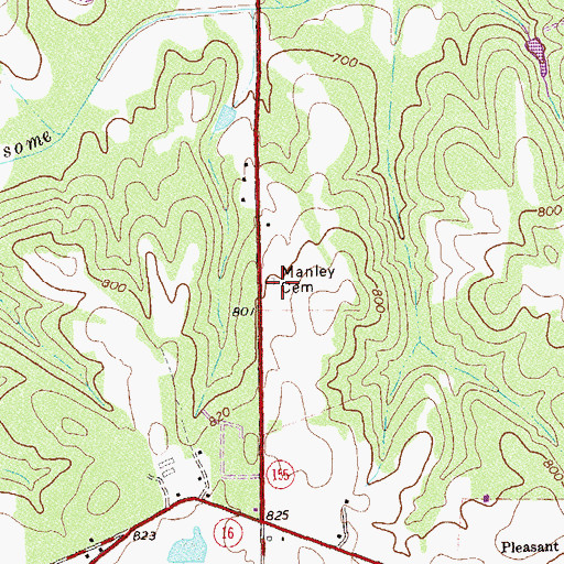 Topographic Map of Manley Cemetery, GA