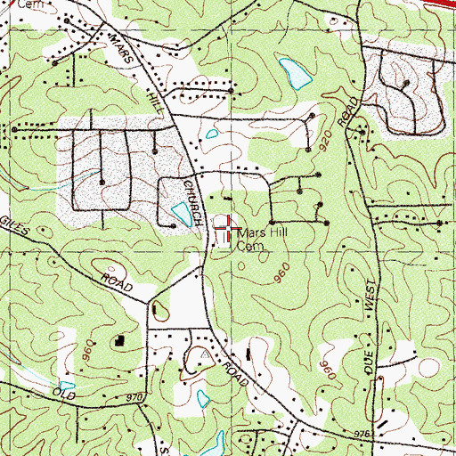Topographic Map of Mars Hill Cemetery, GA