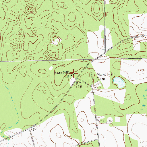 Topographic Map of Mars Hill Church, GA
