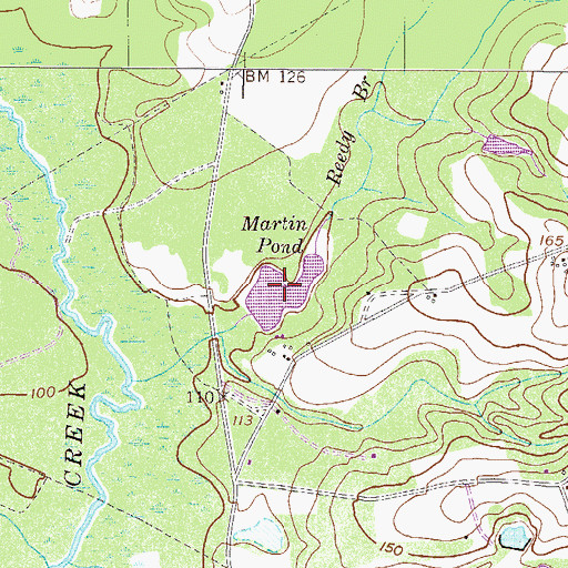 Topographic Map of Martin Pond, GA