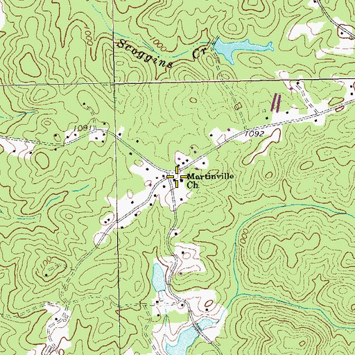 Topographic Map of Martinville Church, GA