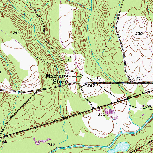Topographic Map of Marvins Store, GA