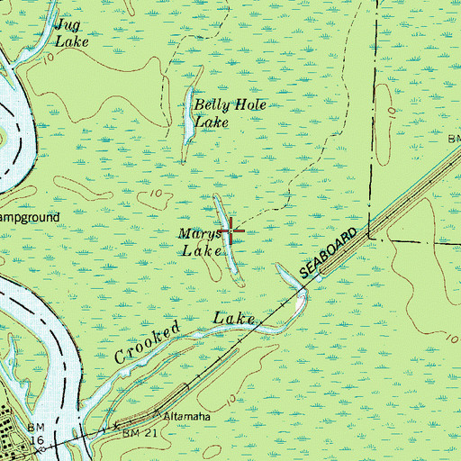 Topographic Map of Marys Lake, GA
