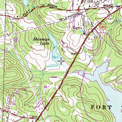 Topographic Map of Masseys Lake, GA