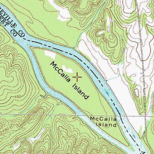 Topographic Map of McCalla Island (historical), GA