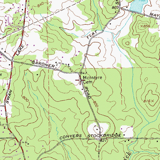 Topographic Map of McIntyre Cemetery, GA