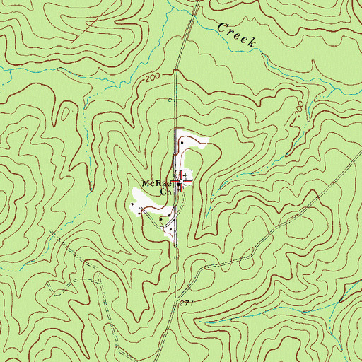 Topographic Map of McRae Church, GA