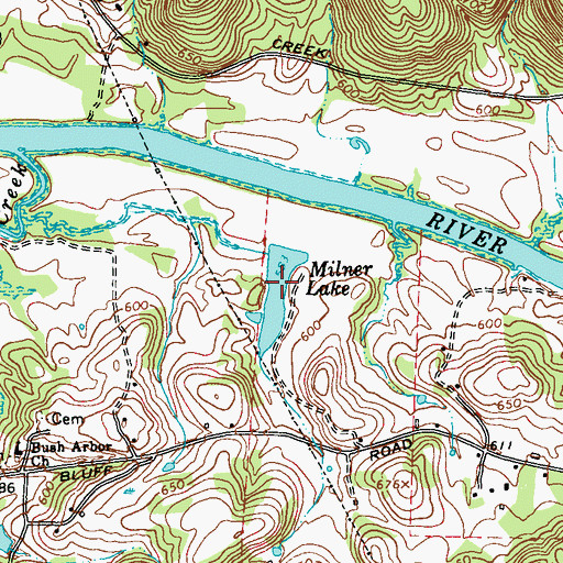 Topographic Map of Milner Lake, GA