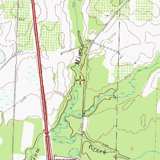 Topographic Map of Mims Branch, GA