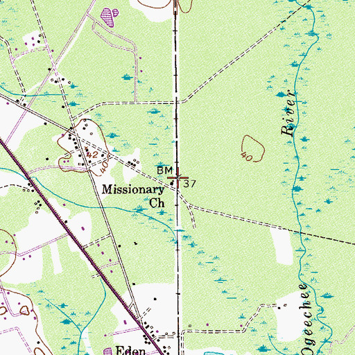 Topographic Map of Missionary Church, GA