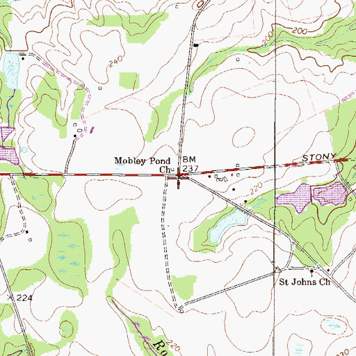 Topographic Map of Mobley Pond Church, GA
