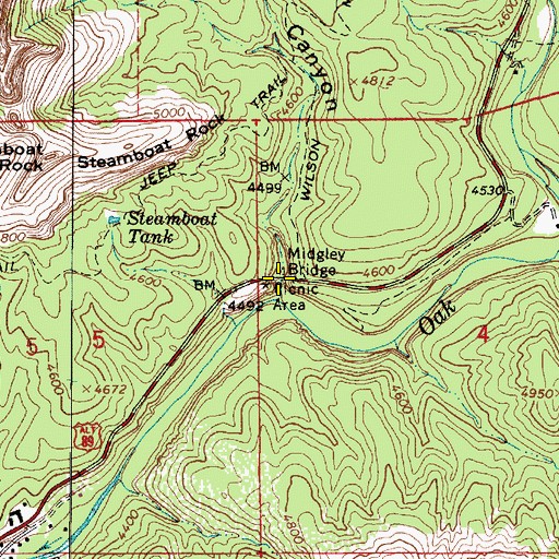 Topographic Map of Midgley Bridge, AZ