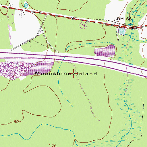 Topographic Map of Moonshine Island, GA