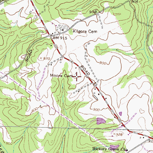 Topographic Map of Moore Cemetery, GA