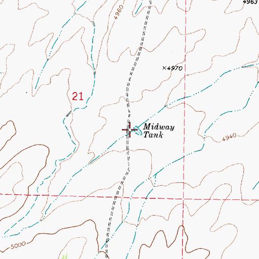 Topographic Map of Midway Tank, AZ