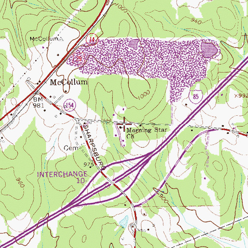 Topographic Map of Morning Star Church, GA