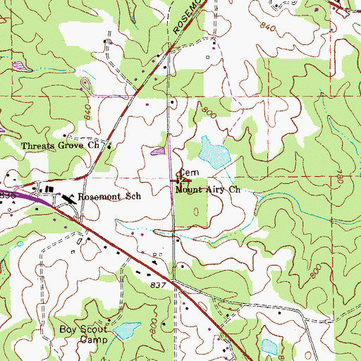 Topographic Map of Mount Airy Church, GA