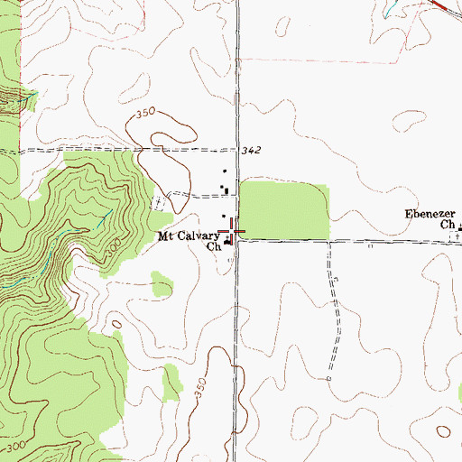 Topographic Map of Mount Calvary Church, GA