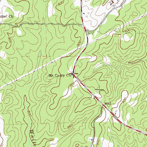 Topographic Map of Mount Carrie Baptist Church, GA