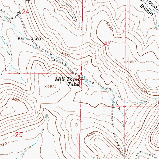 Topographic Map of Mill Point Tank, AZ