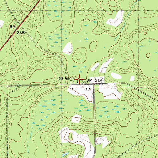 Topographic Map of Mount Olive Church, GA