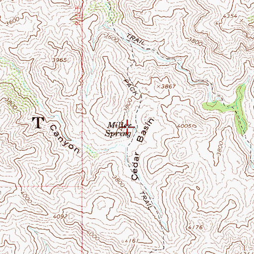 Topographic Map of Miller Spring, AZ